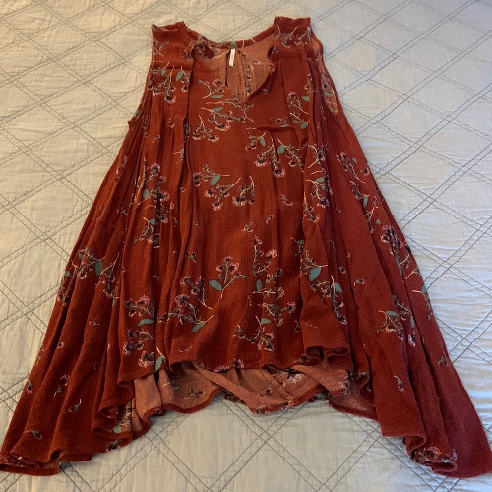 Free People Rust Floral Sleeveless Tunic - Size XS